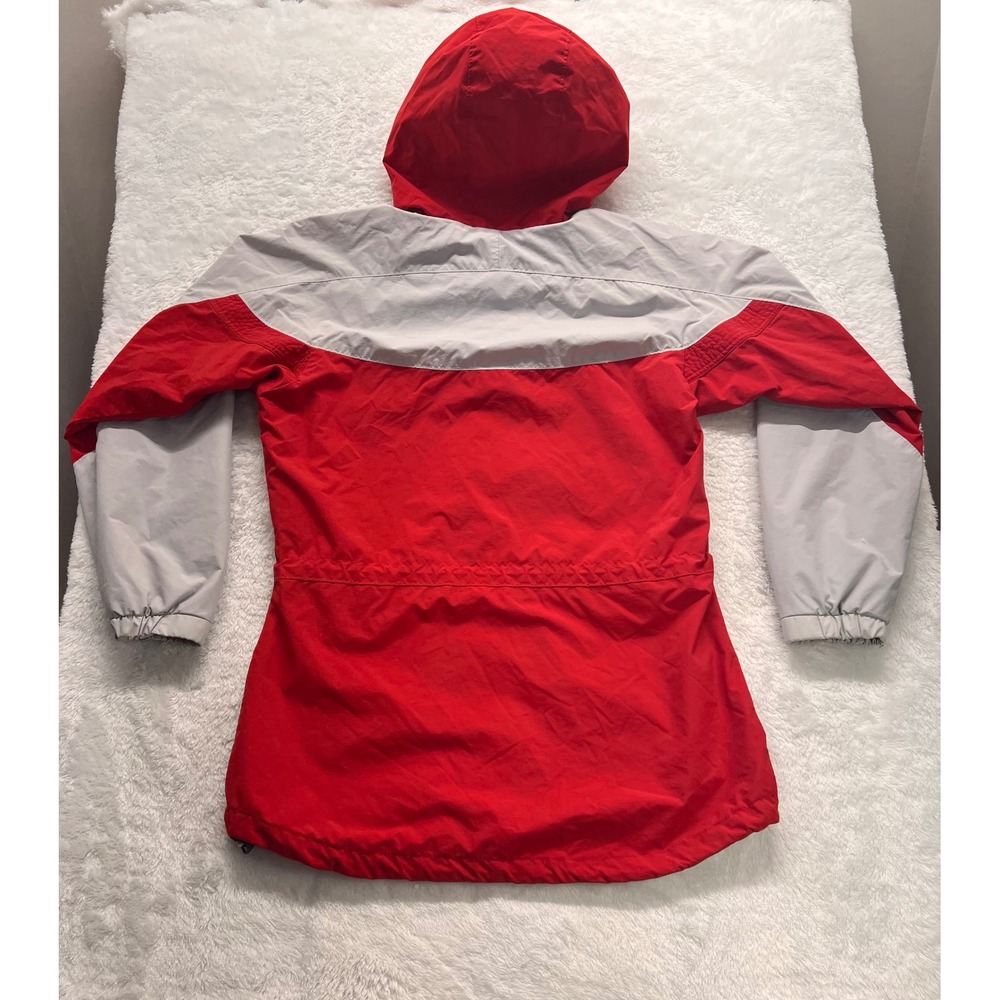 Columbia Women's Full Zip Hooded Lightweight Rain‎ Jacket Red Gray